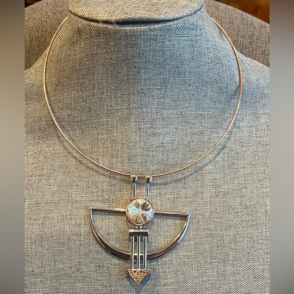 FAC Butler Swarovski Necklace Rose Gold Plate Swarovski Austrian Clear Crystal